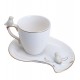 Xicara 90ml Café Porcelana Cute Birds Branco Design Plate